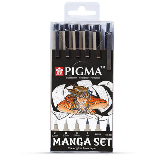 Sakura Einzigartige Manga-Kollektion mit 6 Pigma Micron-Stiften