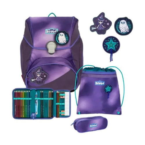 Scout Schulranzen-Set 4-teilig Alpha Exklusiv Superflash Purple Magic