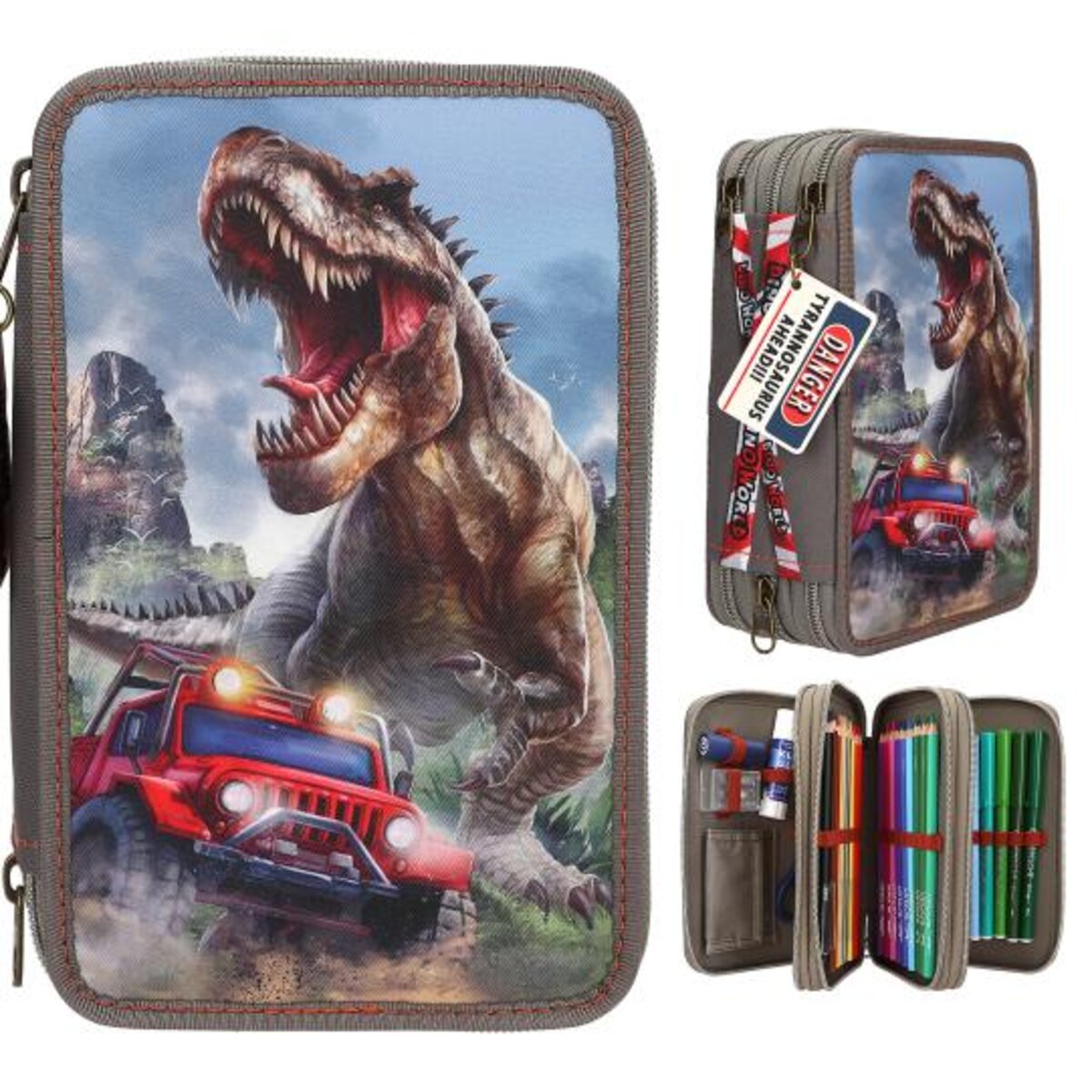 Depesche 0013693 Dino World 3 Fach Federtasche NEW WORLD