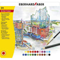 Eberhard Faber Aquarellbuntstifte Metalletui mit Pinsel, 24 Stück