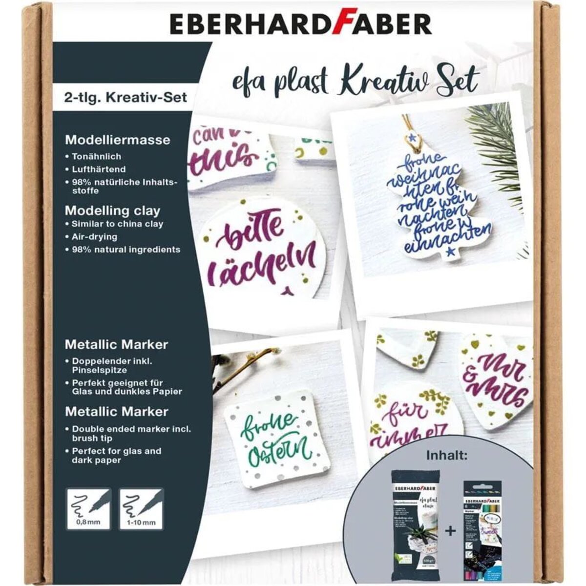Kreativ Set EFA Plast, 2 teiliges Set bestehend aus Modelliermasse und 1 Pck.Metallic Marker
