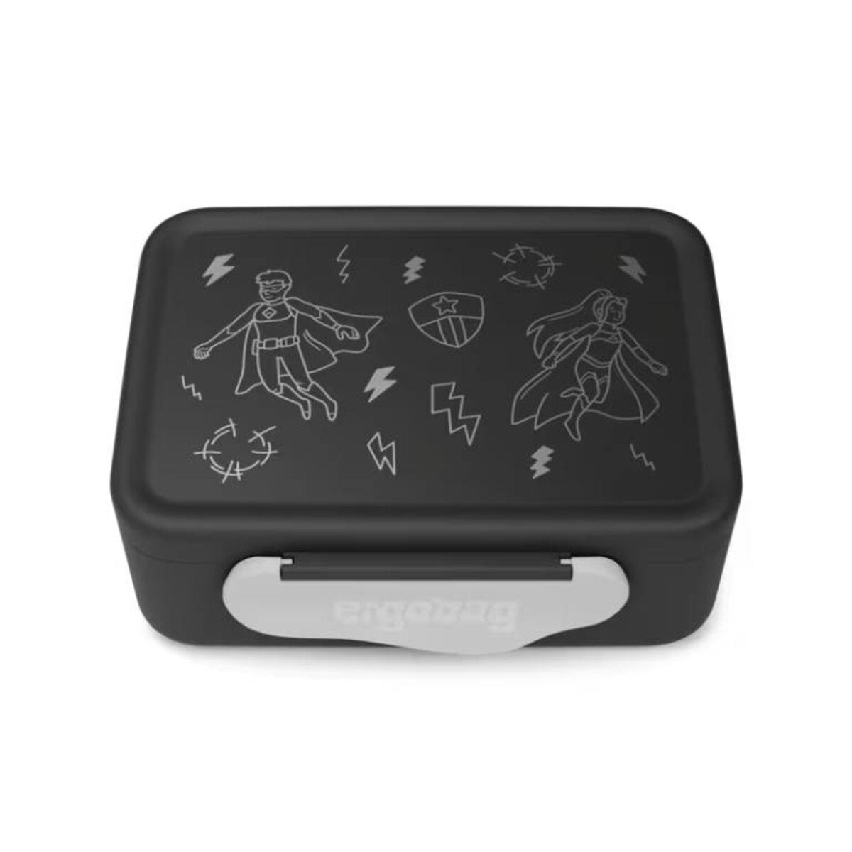 ergobag Brotdose Superheld aus leichtem und robustem Kunstoff schwarz 17 x 7 x 14 cm