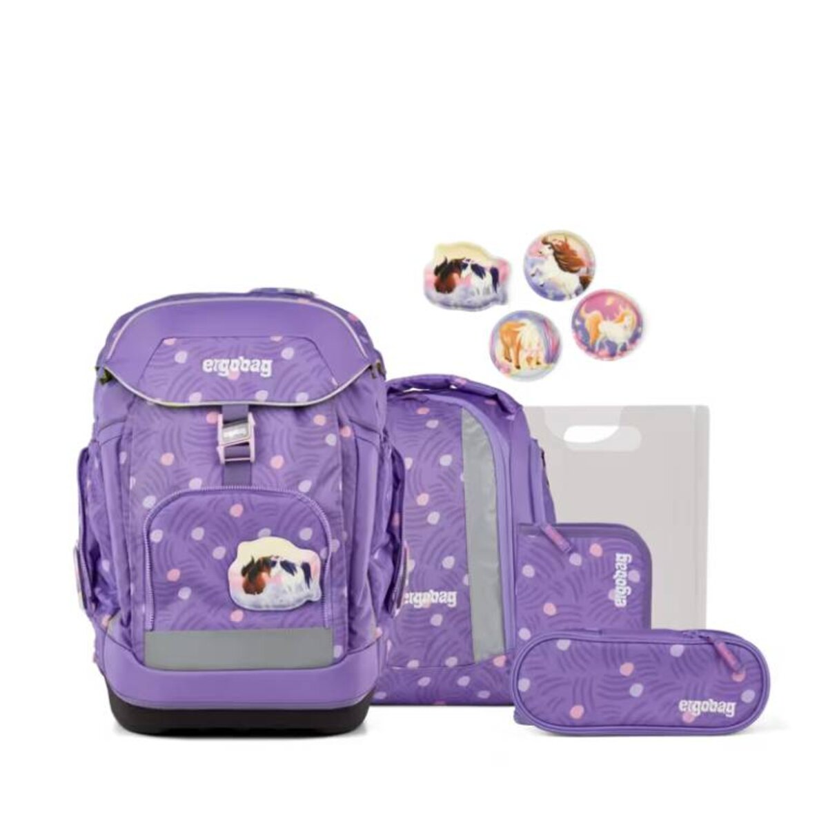 ergobag maxi Schulranzen-Set PonyBäradies lila 24 Liter 6-teilig