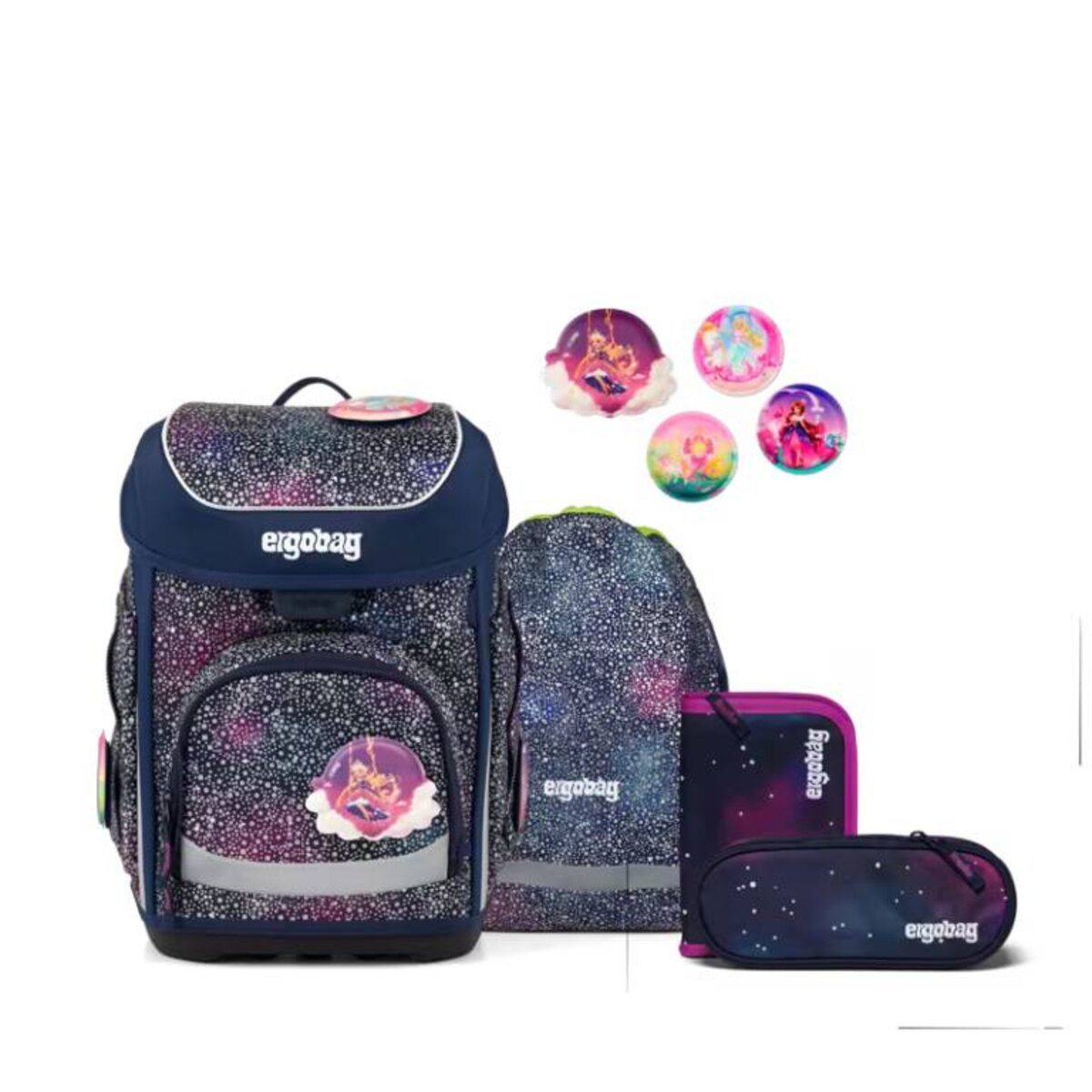 ergobag Cubo Set Schulranzen-Set Bärlaxy 5-teilig Blau Lila 19 Liter