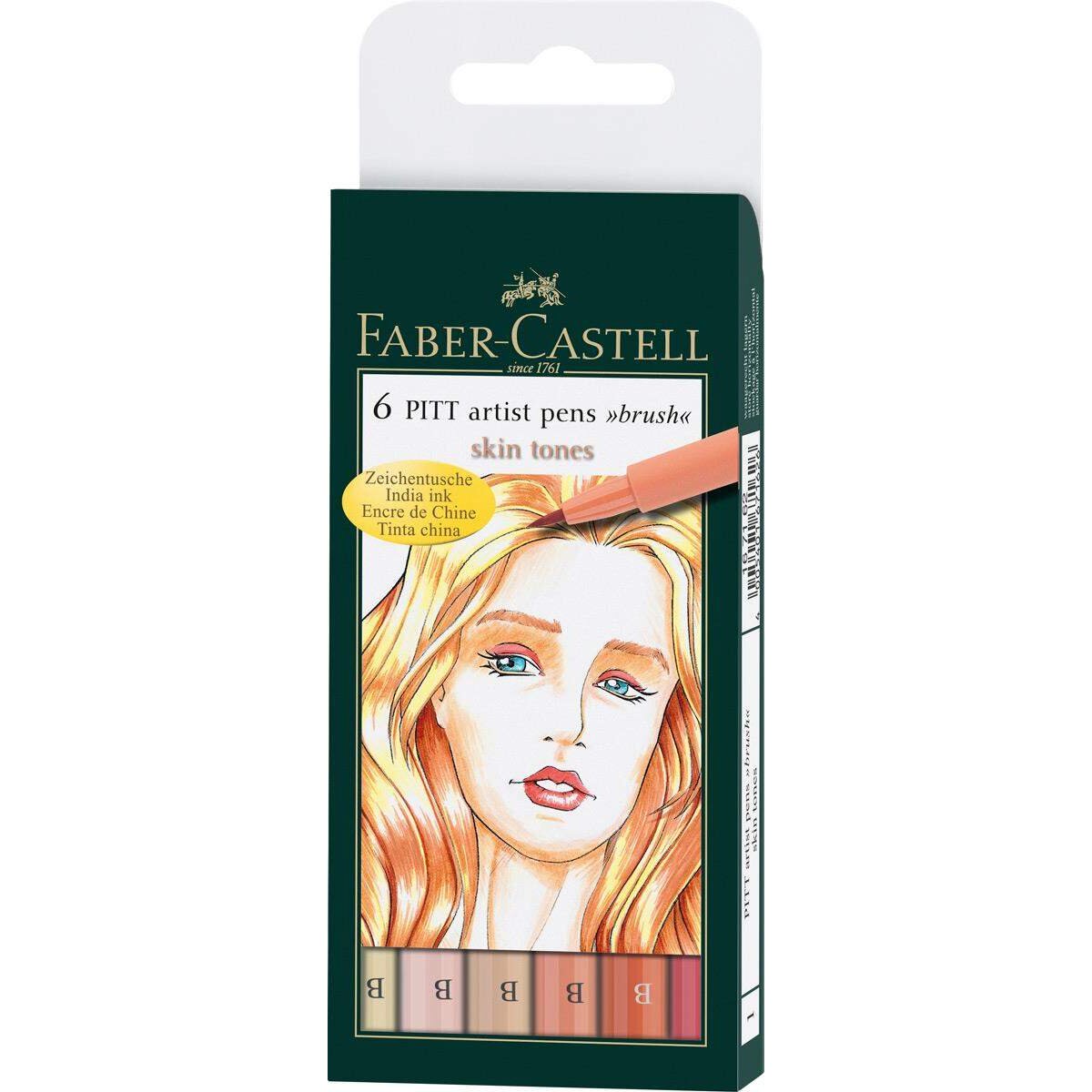 Faber-Castell Tuschestift PITT artist pen, B, Skin 6er Etui