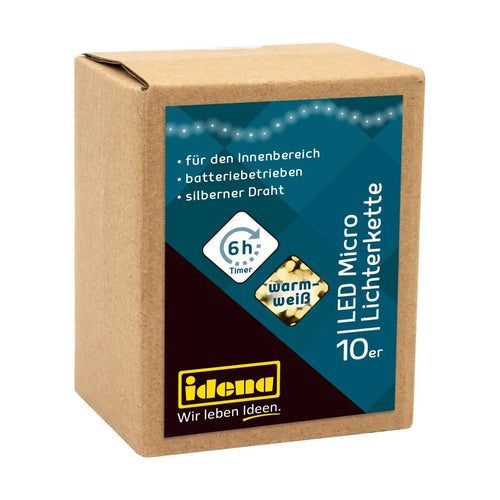 Idena Lichterkette 10 LED warmweiß 6h Timer 1,2m