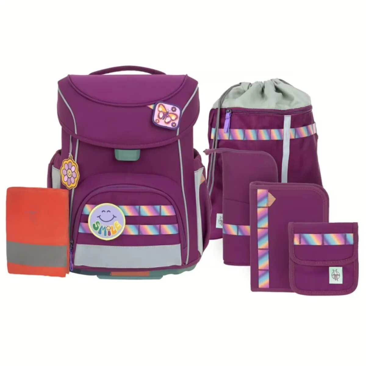Lässig 7-teiliges Schulranzen-Set Slim Unique Lila 21 Liter 30 x 25 x 41,5 cm