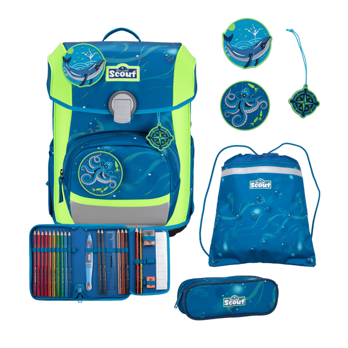 Scout Neo Schulranzen-Set 4tlg. DIN Deep Sea 21,5 Liter