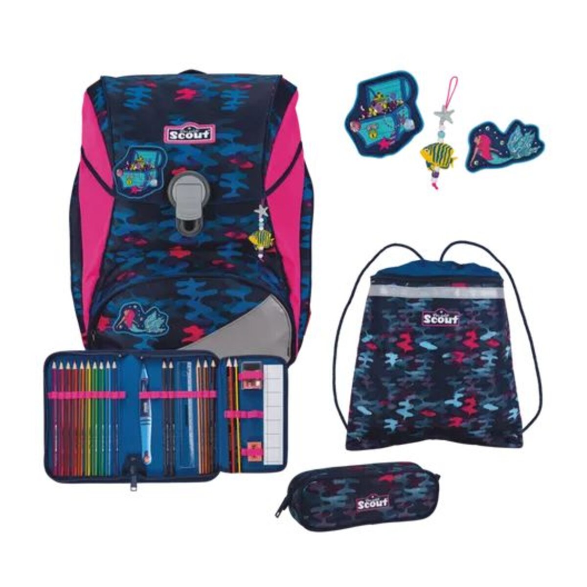 Scout Schulranzen-Set 4-teilig Alpha DIN Magic Sea