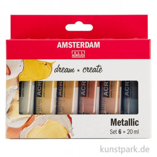Royal Talens Amsterdam Acrylfarben Set mit 6 x 20 ml Metallicfarben